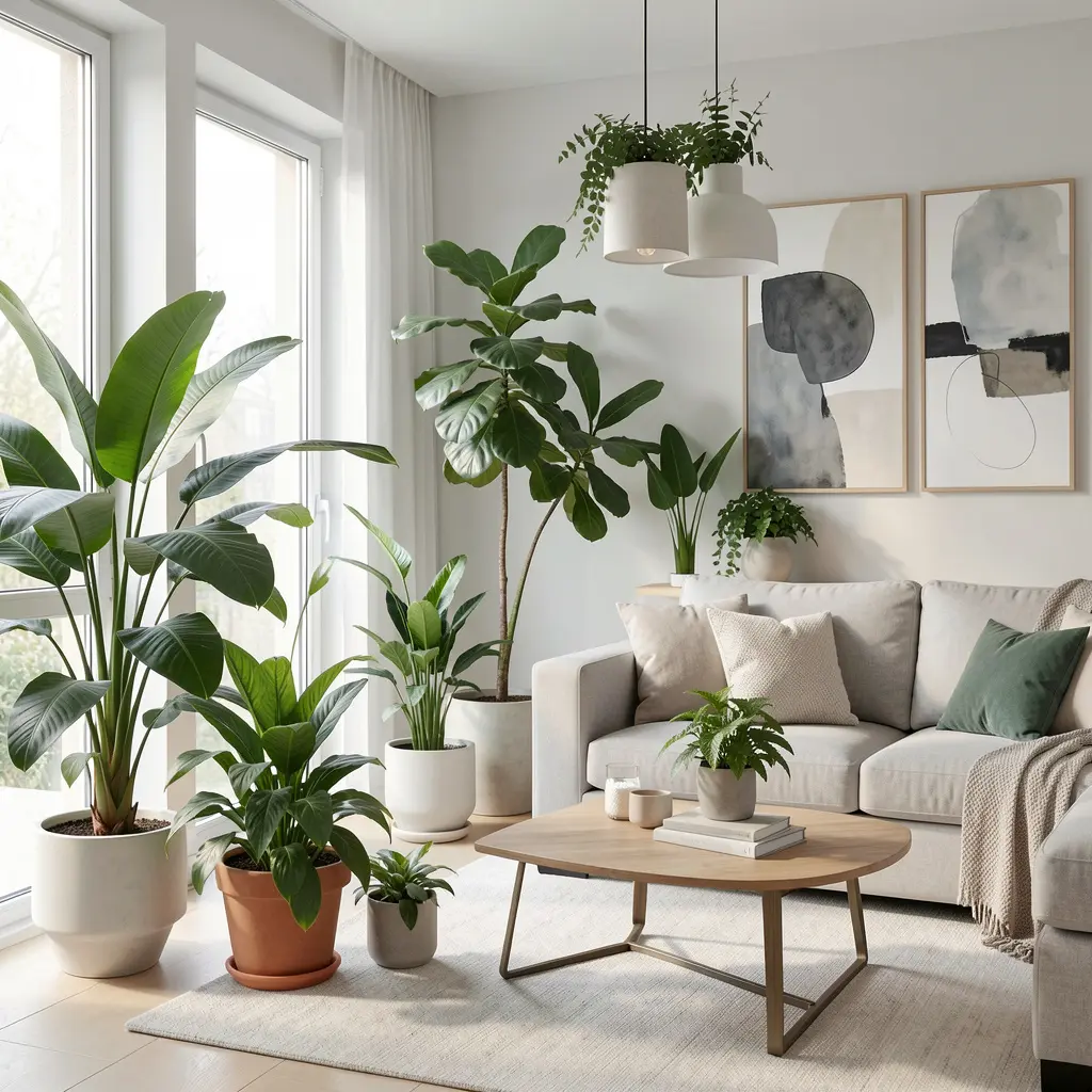 Beautiful indoor plants in modern living space
